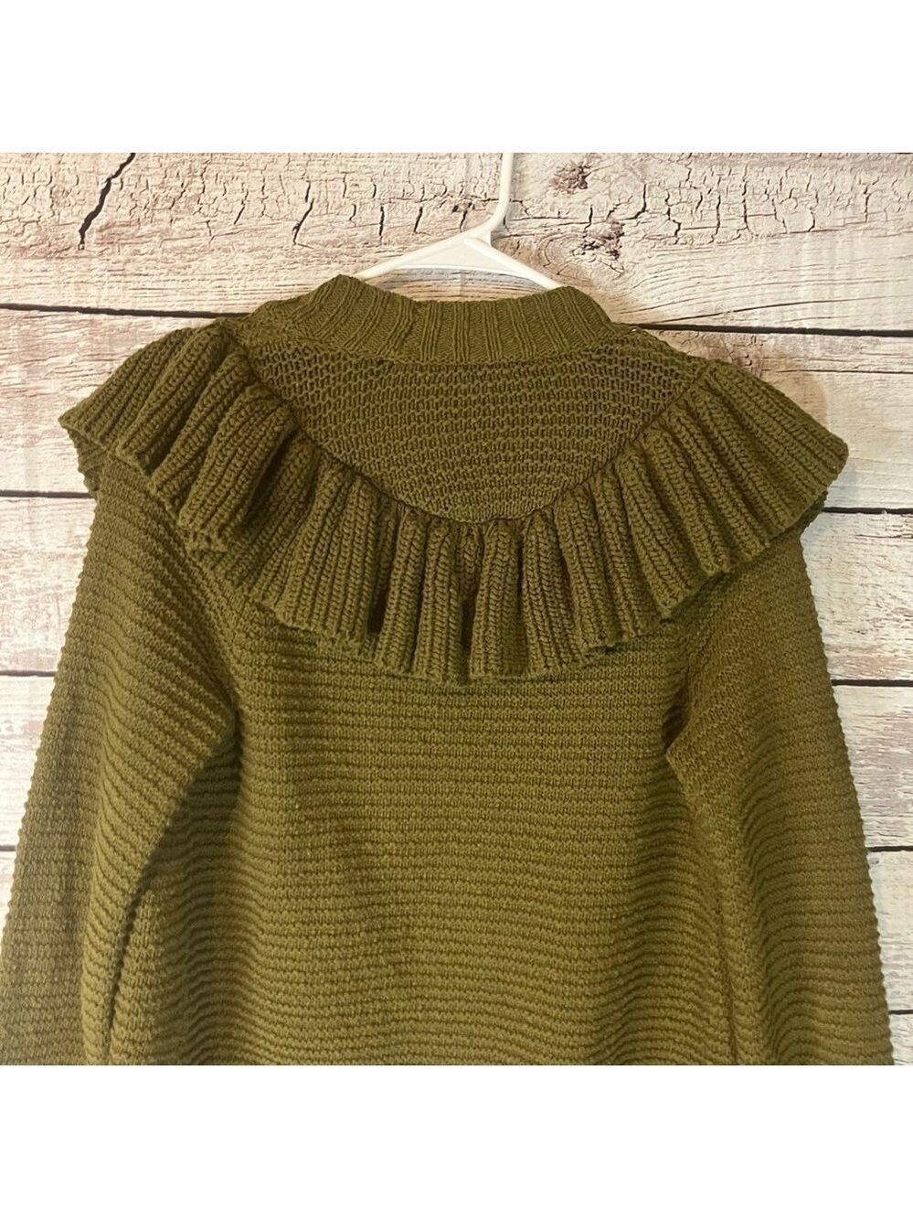 Madewell Ruffle Cardigan Sweater In Green - Picture 9 of 12
